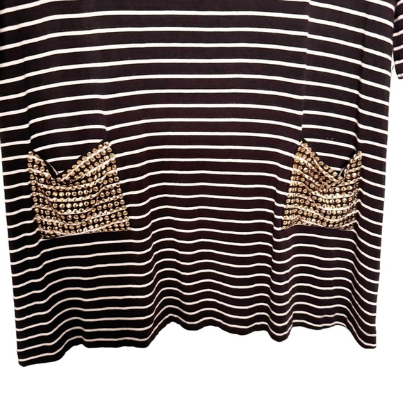 SOFT SURROUNDINGS DARK BLUE AND WHITE STRIP TUNIC TOP SZ M - Picture 5 of 9